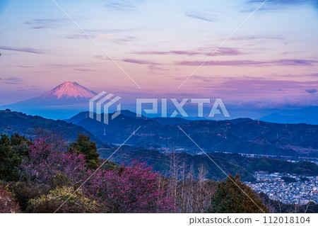 (Shizuoka Prefecture) Mt. Fuji seen from Kajiwarayama Park at dusk 112018104