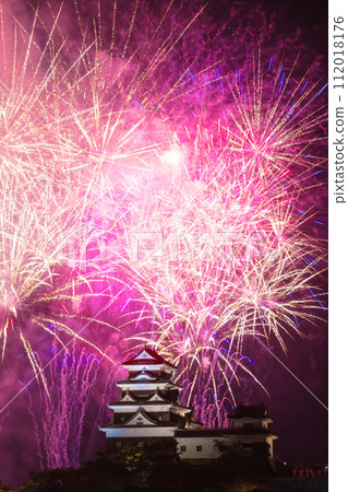 天守閣被絢麗的煙火照亮 天守閣被絢麗的煙火照亮 112018176