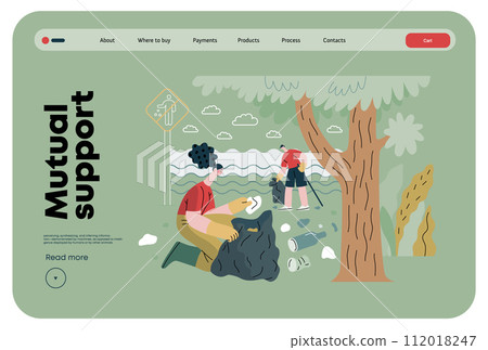 Mutual Support: Cleaning up trash, Garbage collection -modern flat vector concept illustration of people collecting trash on the beach A metaphor of voluntary, collaborative exchanges of resource Mutual Support: Cleaning up trash, Garbage collection -modern flat vector concept illustration of people collecting trash on the beach A metaphor of voluntary, collaborative exchanges of resource 112018247