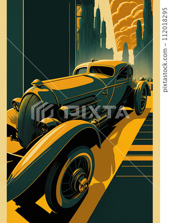Vintage car poster design. Generative Ai 112018295