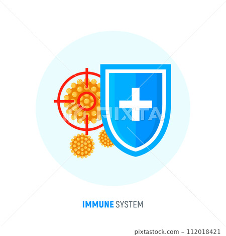 Immune system vector icon logo. Health bacteria virus protection. Medical prevention human germ 112018421