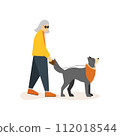 visually impaired woman walking with her guide dog.Vector illustrator 112018544