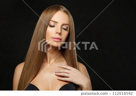 Perfect glamorous woman fashion model with long straight healthy hair and makeup posing Perfect glamorous woman fashion model with long straight healthy hair and makeup posing 112018592
