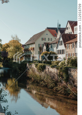 Old national German town house in Bietigheim-Bissingen, Baden-Wuerttemberg, Germany, Europe. Old Town is full of colorful and well preserved buildings. 112018709