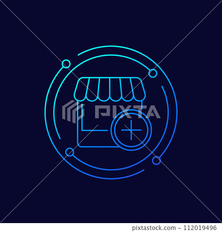 add new seller icon, linear design 112019496