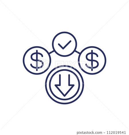cost reduction icon, line vector pictogram 112019541