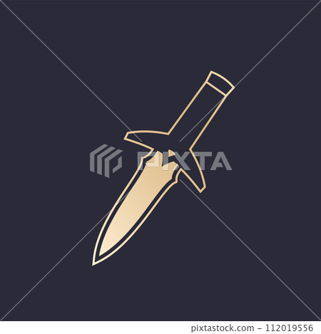 dagger icon on dark, vector 112019556