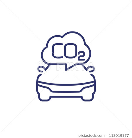 carbon emissions of a car line icon carbon emissions of a car line icon 112019577
