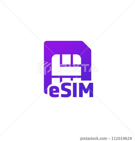 eSIM card icon on white, vector 112019629