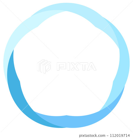 Simple light blue gradation five petal flower circle frame 112019714