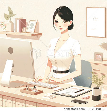 woman working at desk woman working at desk 112019813