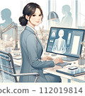 在辦公室工作的女商人 112019814