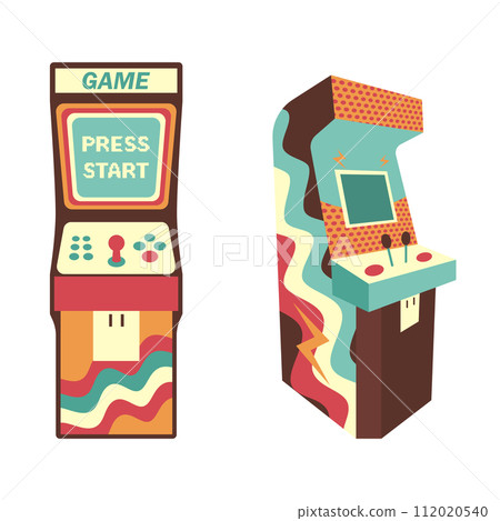 Retro arcade game machine from the 90s. Vector illustration. 112020540