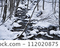 白雪皚皚的森林中的河流 112020875
