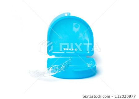 Modern dental aligner. Invisible dental orthodontics equipment Modern dental aligner. Invisible dental orthodontics equipment 112020977