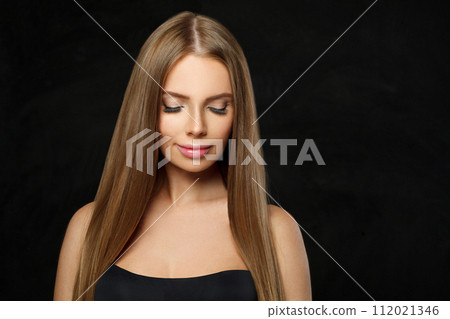 Pretty glamorous woman fashion model with long straight healthy hair and makeup posing Pretty glamorous woman fashion model with long straight healthy hair and makeup posing 112021346