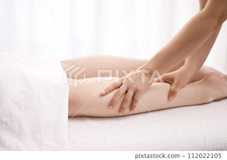 A woman receiving a foot massage from an esthetician 112022105