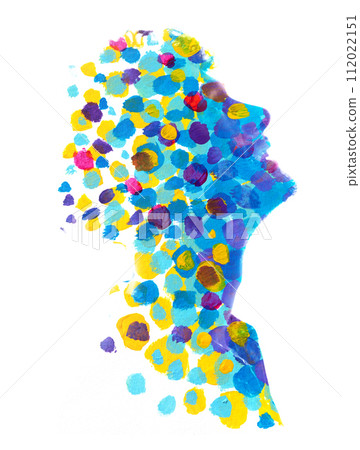 A colorful double exposure paintography profile silhouette A colorful double exposure paintography profile silhouette 112022151