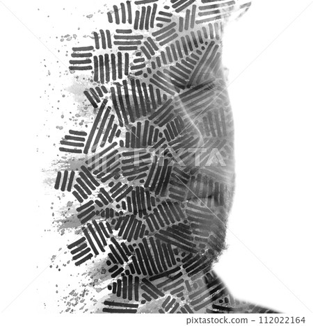 A graphical paintography portrait of a man in double exposure 112022164