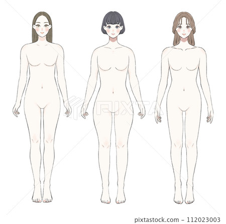A woman with different skeleton seen from the front - naked ver. 112023003