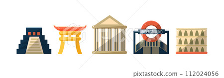 Travel Time with City Landmark and Attraction Vector Set 112024056