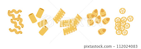 Wheat Pasta of Different Shape and Type Vector Set 112024083