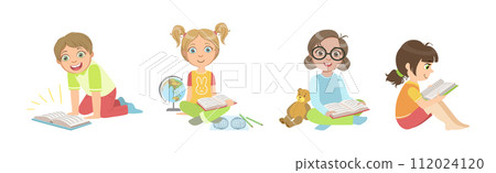 Smart Children Reading Book Study and Learning Vector Set Smart Children Reading Book Study and Learning Vector Set 112024120