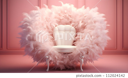 Modern style chair decorated with feathers. Modern style chair decorated with feathers. 112024142