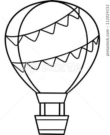 Hot Air Balloon Coloring Page for Kids, Ideal for Educational Art and School Projects 112024152
