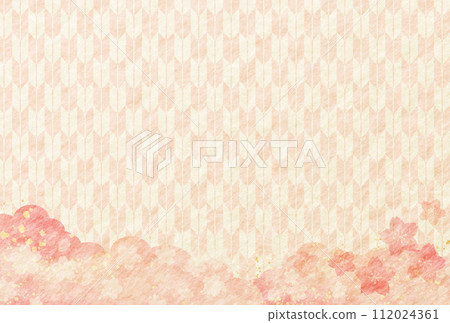 Watercolor style cherry blossoms Spring Japanese pattern Japanese paper background 112024361