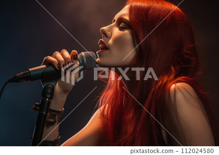 Red-Haired Singer Capturing the Stage 112024580