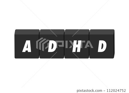 ADHD letters and black blocks - simple attention deficit hyperactivity disorder image design material 112024752