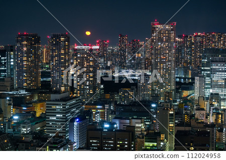 東京的夜晚，從東京鐵塔看到的塔樓公寓 112024958