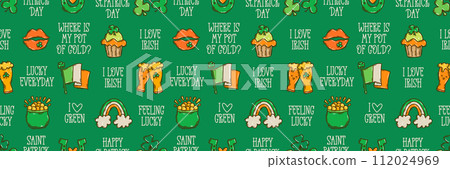 St Patrick day doodle style hand-drawn seamless pattern St Patrick day doodle style hand-drawn seamless pattern 112024969
