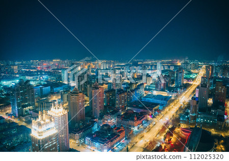 Night view from the Dragon Tower, Harbin, Heilongjiang Province, China Night view from the Dragon Tower, Harbin, Heilongjiang Province, China 112025320
