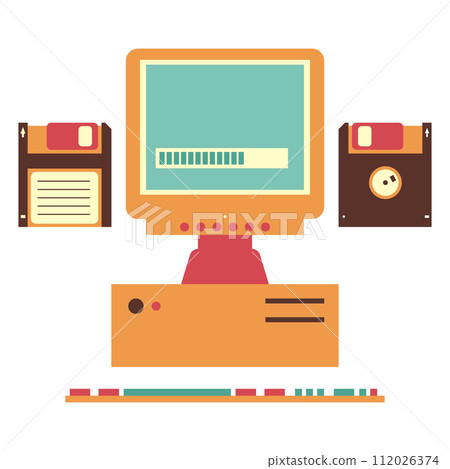 Old computer model. Vector illustration in 90s style. 112026374