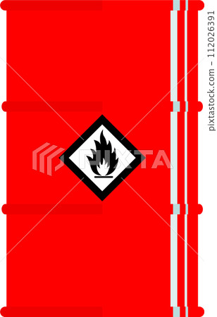 Metal Barrel with Flammable Substance Icon. Vector Illustration. 112026391