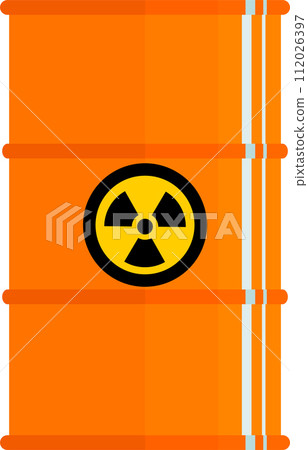 Metal Barrel with Radioactive Hazard Substance Icon. Vector Illustration. 112026397