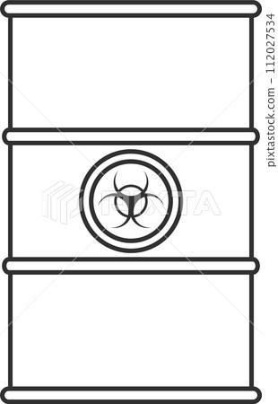 Metal Barrel with Biohazard Hazard Substance Icon. Vector Illustration. 112027534