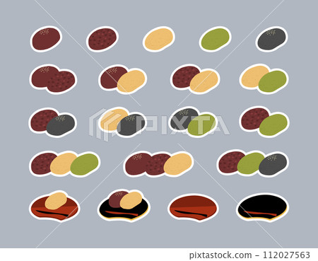 [帶白色邊框]各種ohagi手繪彩色插圖圖示集 112027563
