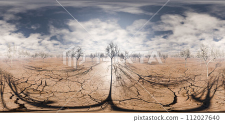 Barren area with trees and clouds 360 panorama vr environment map 112027640