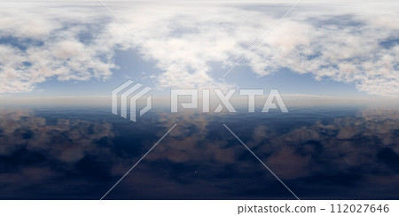 Aerial view of the sky and clouds from an airplane 3d render illustration 360 panorama vr environment map 112027646