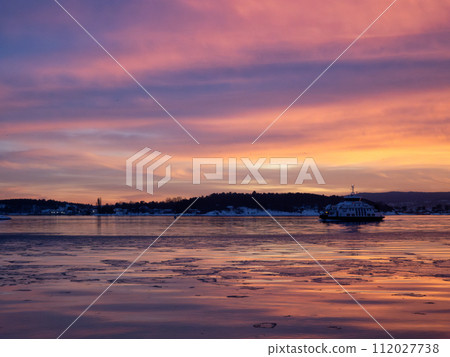 A beautiful sunset over the Oslofjord A beautiful sunset over the Oslofjord 112027738