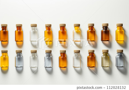 Gradient Tones of Liquid Samples in Glass Vials Gradient Tones of Liquid Samples in Glass Vials 112028132