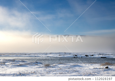 White snowy country, Fossholl - Godafoss, Iceland 112028197