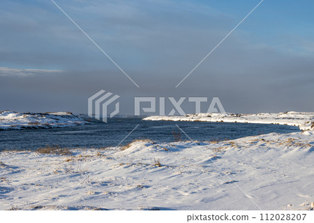 River and a country with snow, Iceland River and a country with snow, Iceland 112028207