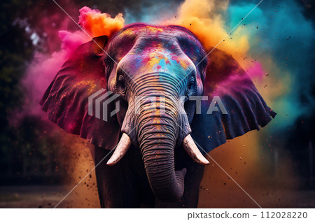 Vibrant Holi Festival Elephant 112028220