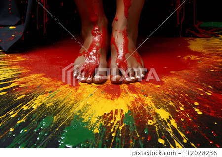 Vibrant Paint Strokes with Glitter. Abstract Splattered Paint Texture. African American History or Black History Month concept 112028236