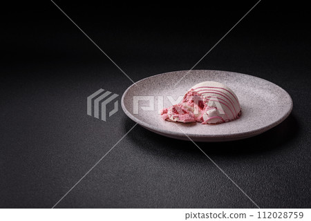 Delicious sweet colorful mochi desserts or ice cream with rice dough and toppings 112028759