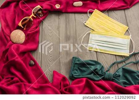 New normal covid-19 protective face virus pandemic medical mask sunglasses. 112029092